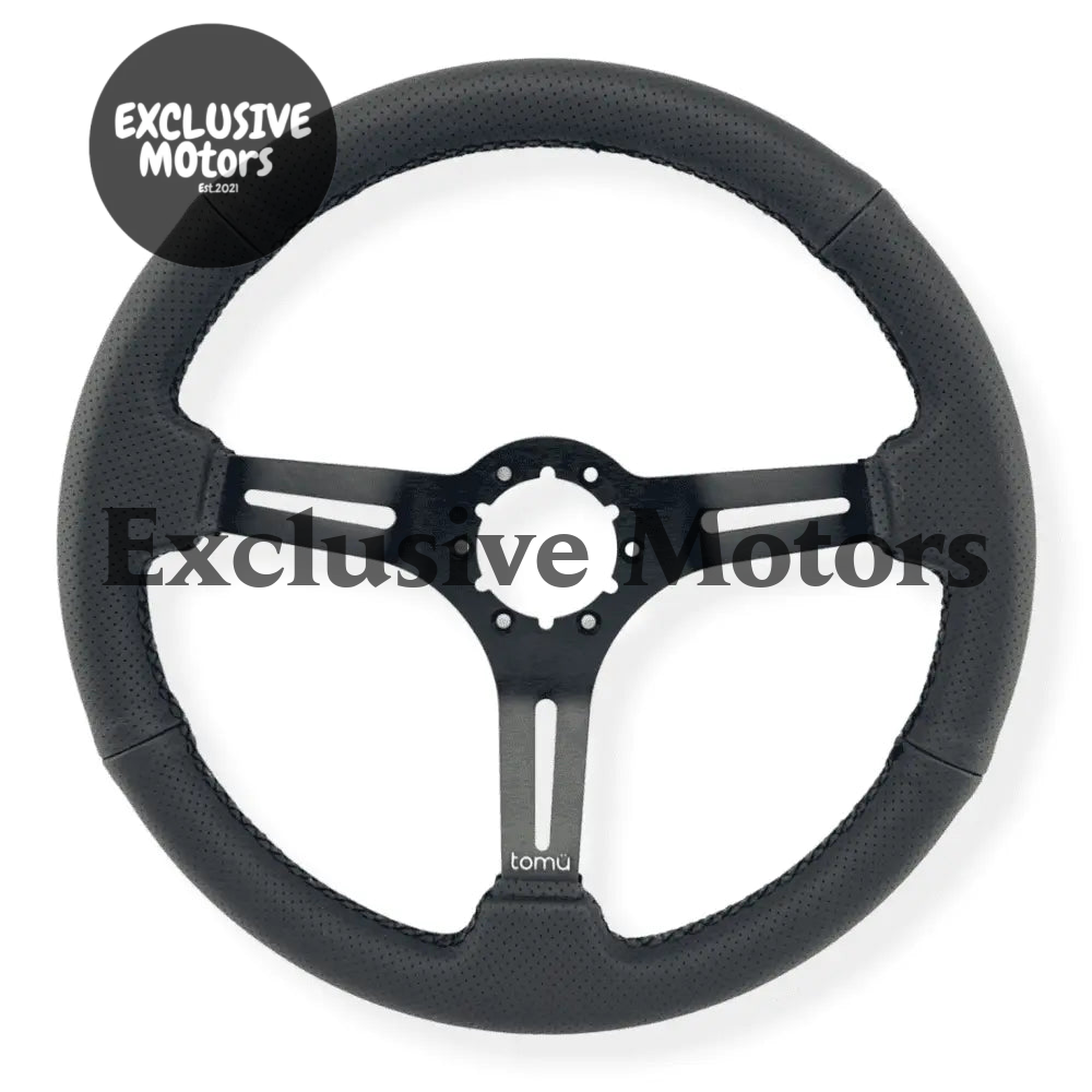 Tomu Akagi Black Perforated Leather Steering Wheel