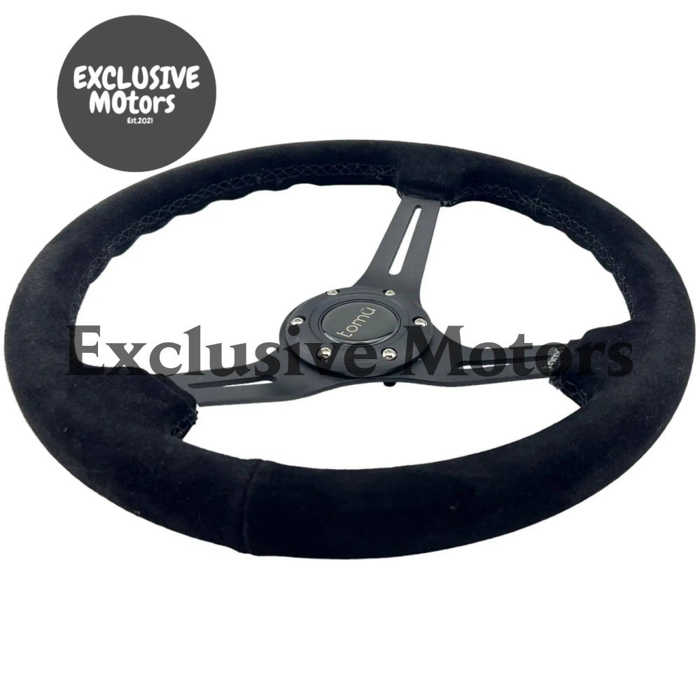 Tomu Akagi Black Suede and Black Alloy Steering Wheel