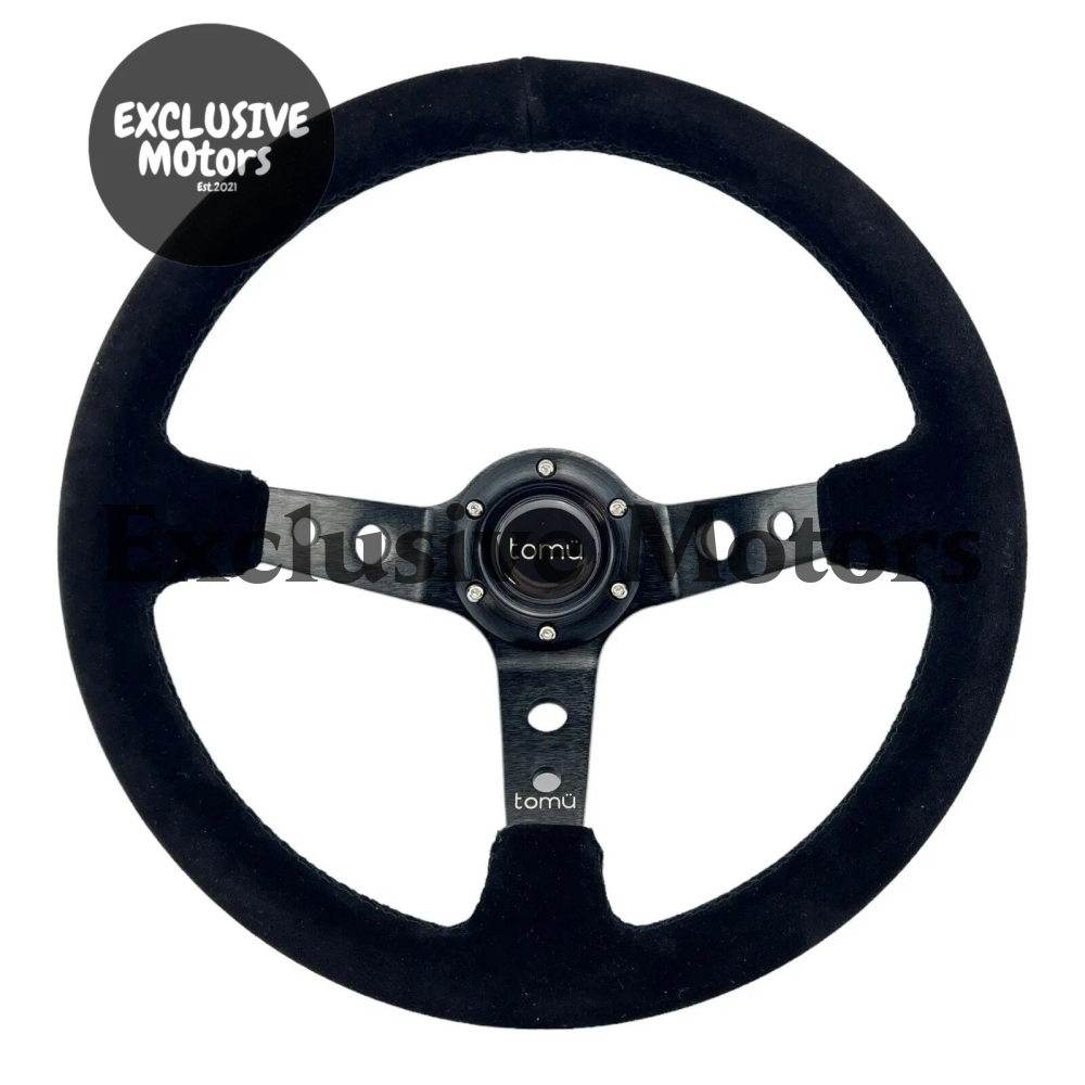 Tomu Ebisu Black Spoke with Black Suede Leather Steering Wheel