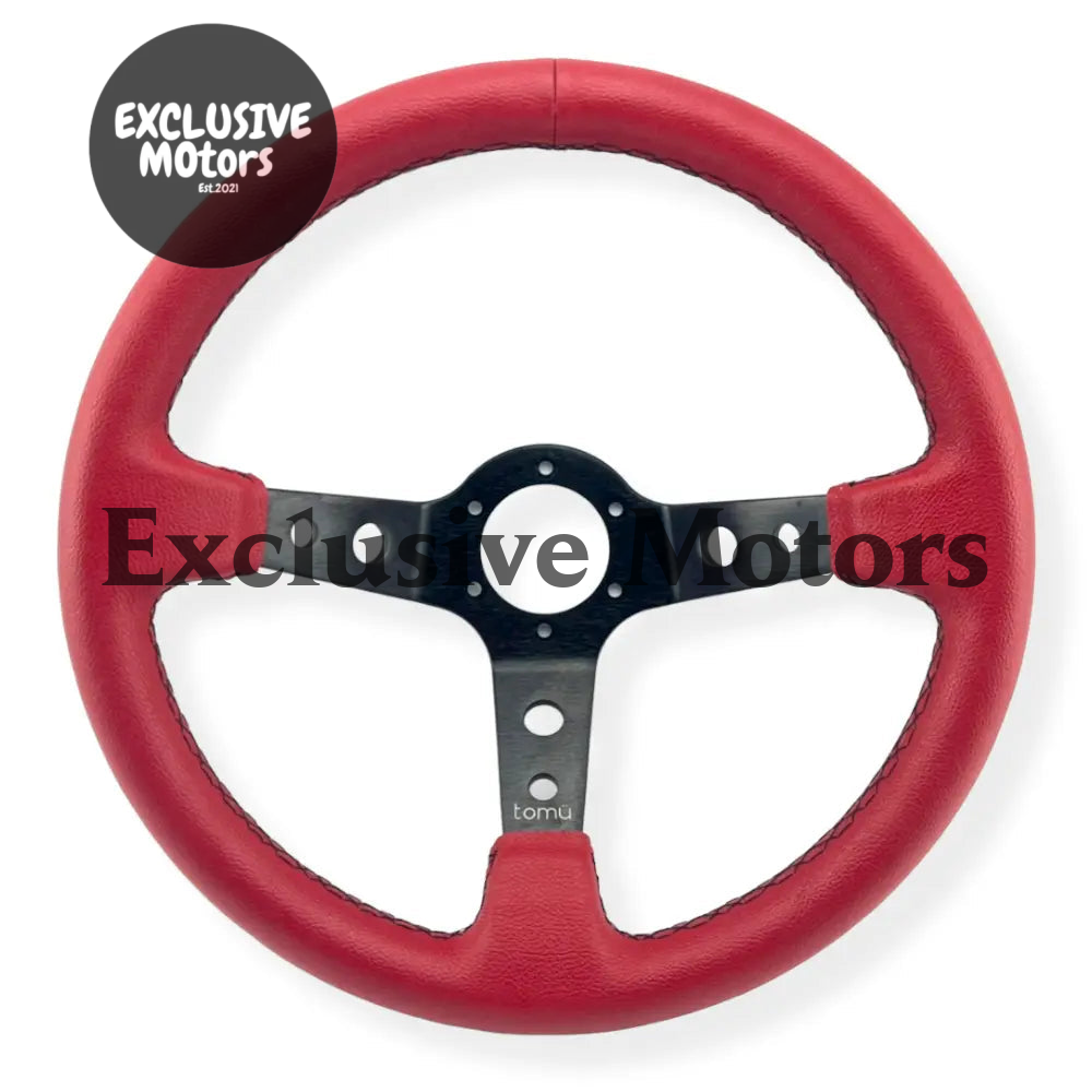 Tomu Ebisu Black Spoke with Red Leather Steering Wheel