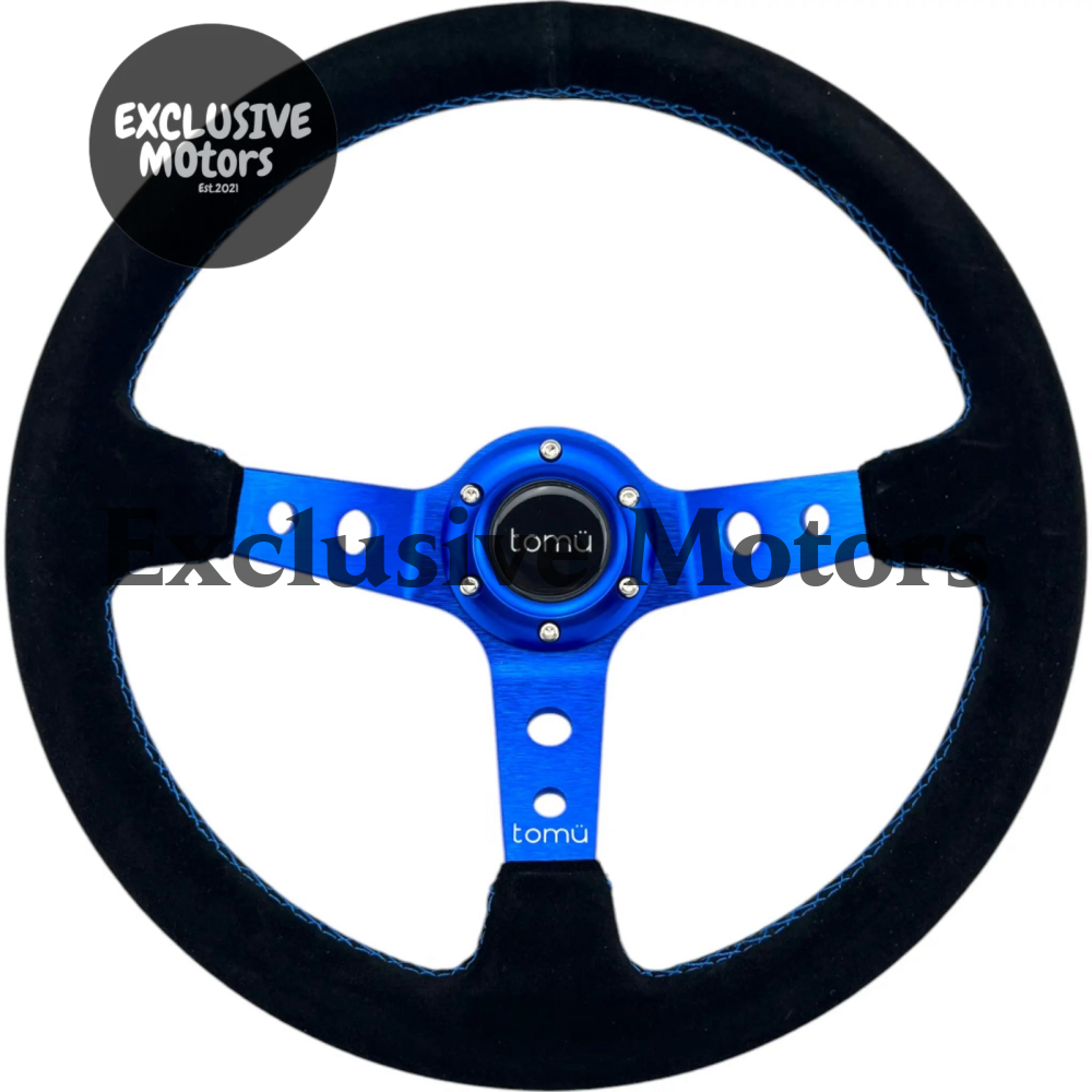 Tomu Ebisu Blue Spoke with Black Suede Steering Wheel