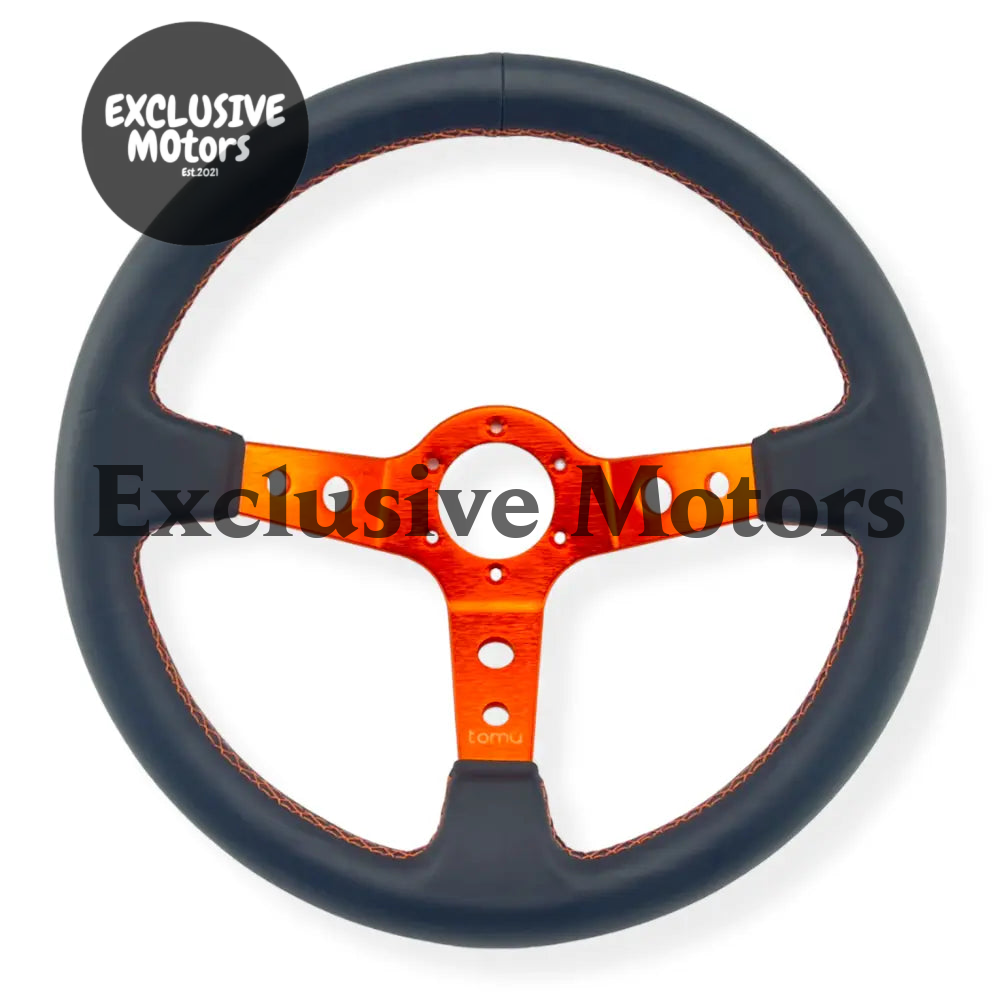 Tomu Ebisu Orange Spoke with Black Leather Steering Wheel