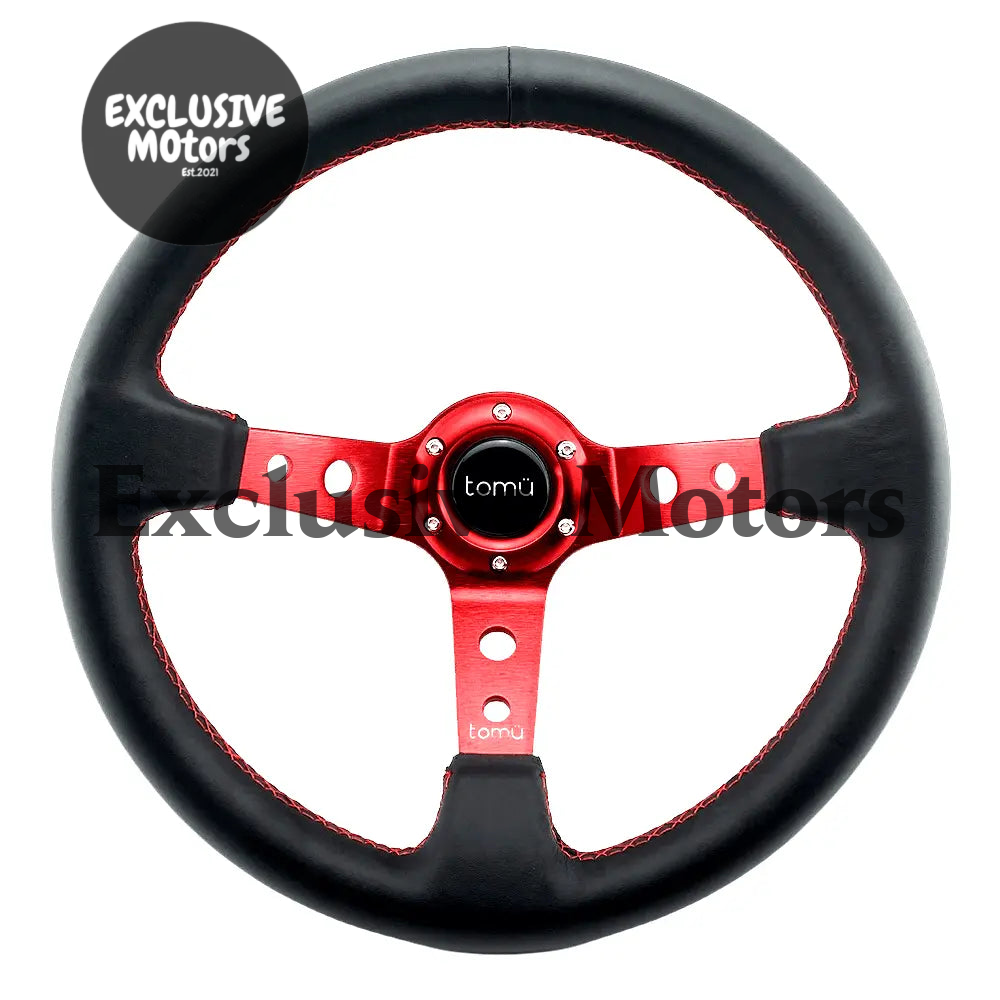 Tomu Ebisu Red Spoke with Black Leather Steering Wheel