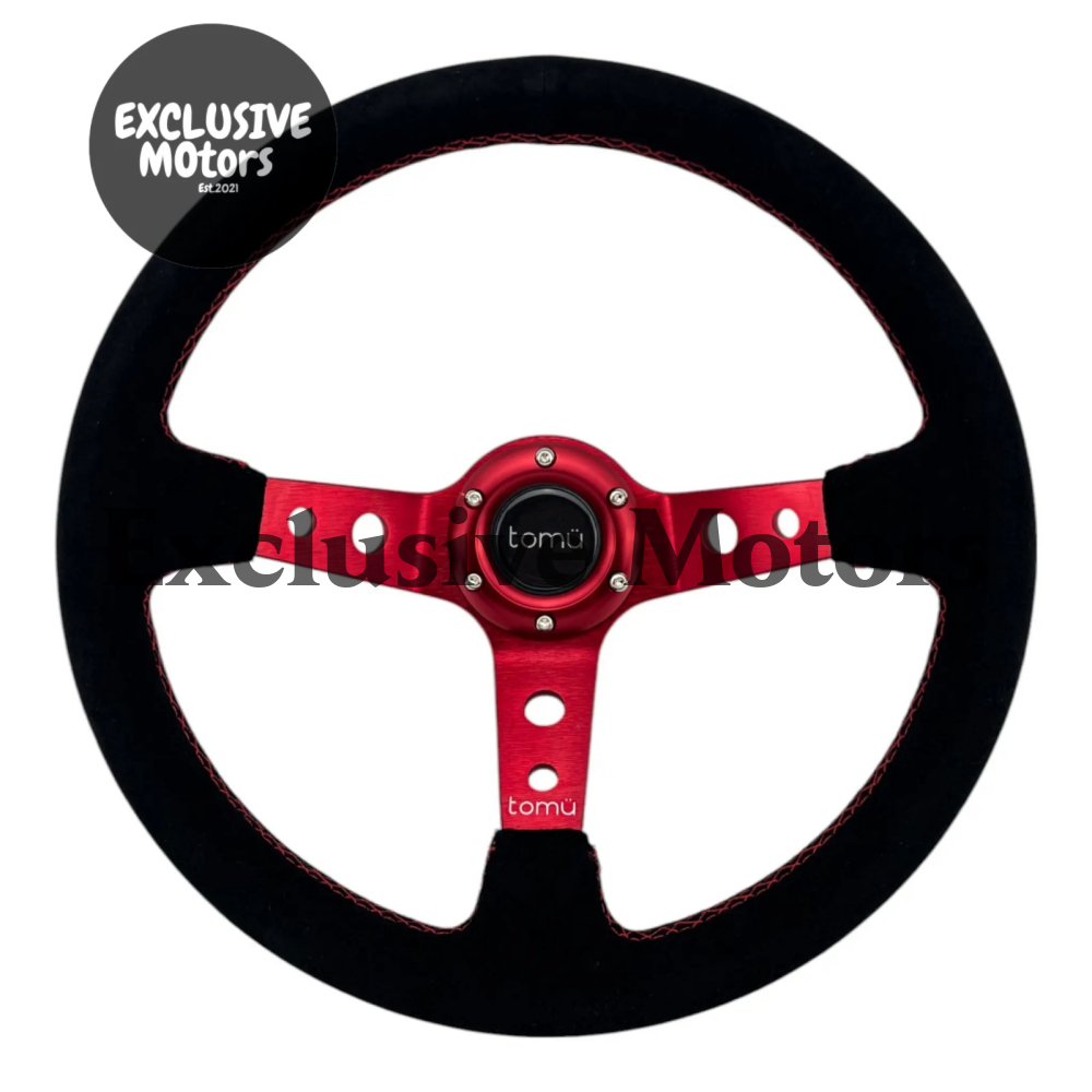 Tomu Ebisu Red Spoke with Black Suede Steering Wheel