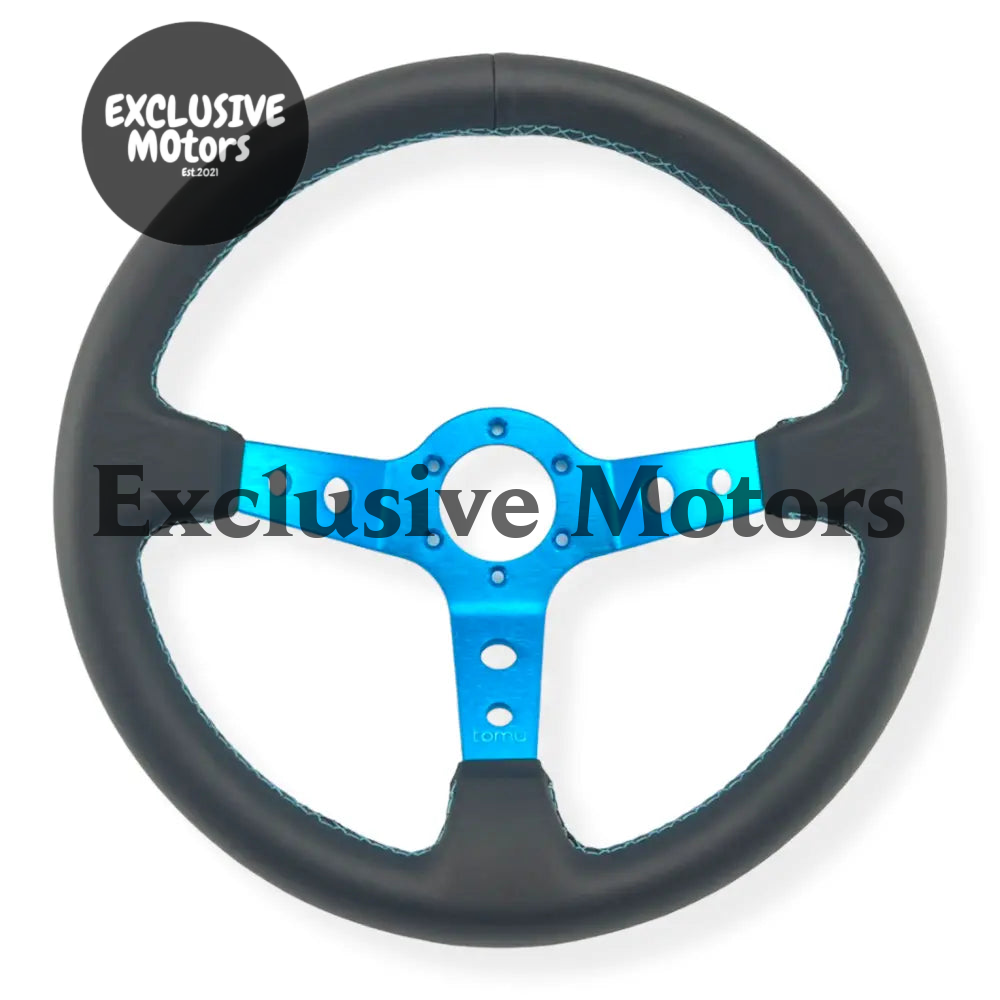 Tomu Ebisu Teal Spoke with Black Leather Steering Wheel