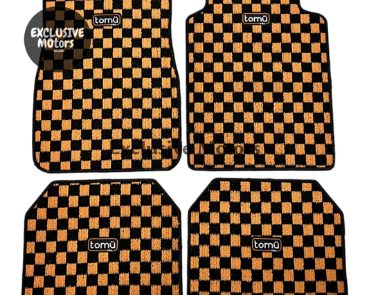 Tomu Orange Checker Floor Mats