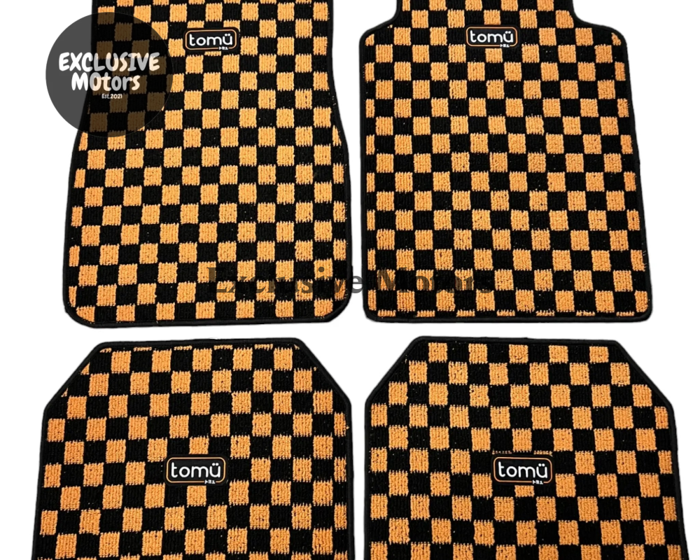 Tomu Orange Checker Floor Mats
