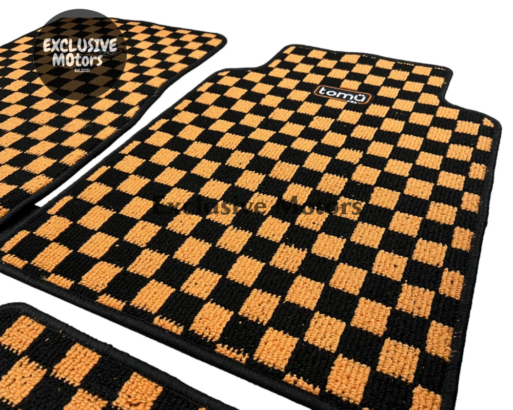 Tomu Orange Checker Floor Mats