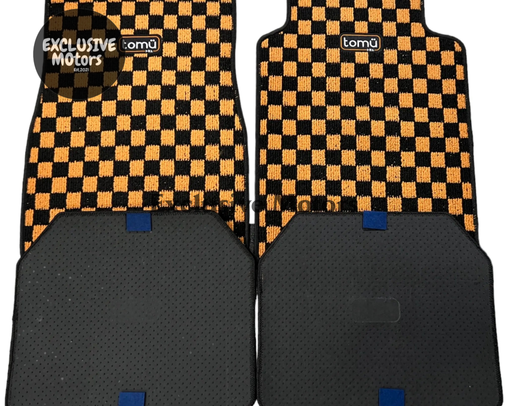 Tomu Orange Checker Floor Mats