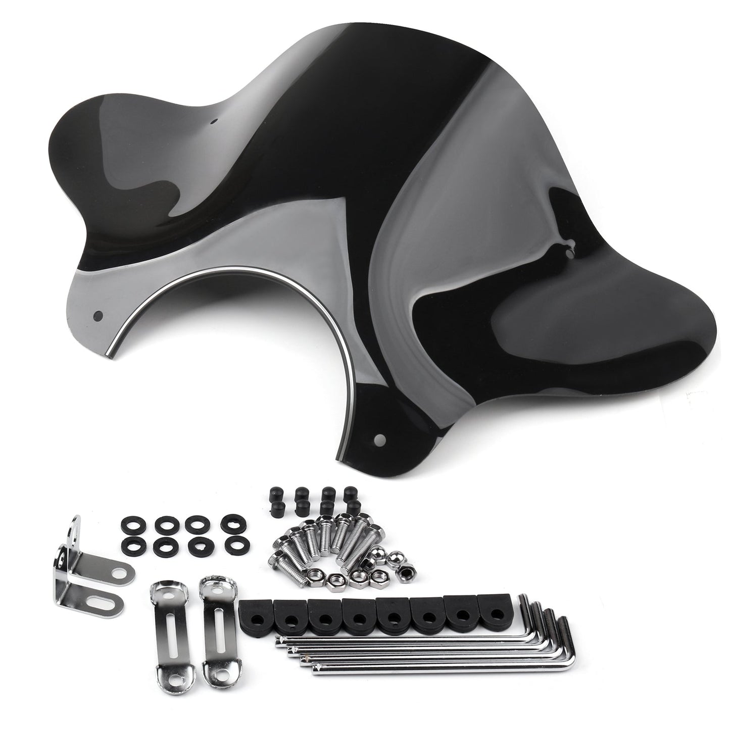 Windshield Windscreen with Mounting kit For Universal Motorcycle Cruiser, Smoke Generic