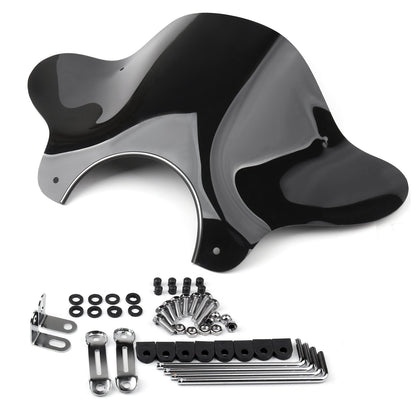 Windshield Windscreen with Mounting kit For Universal Motorcycle Cruiser, Smoke Generic