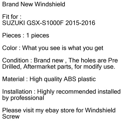 Windscreen Windshield for SUZUKI GSX-S1000F (2015-2020) 2 Color Generic