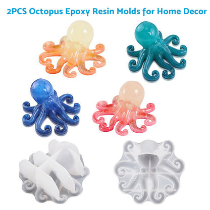 ?2PCS Octopus Mold Silicone Epoxy Resin Casting Mould 3D Sea Animal Display Mold-0
