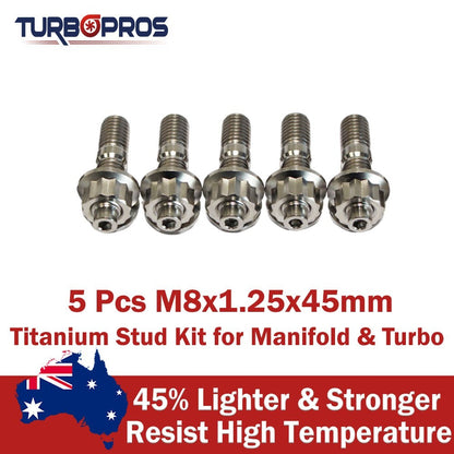 5 Pcs M8X1.25X45Mm Titanium Stud Kit for Manifold & Turbo