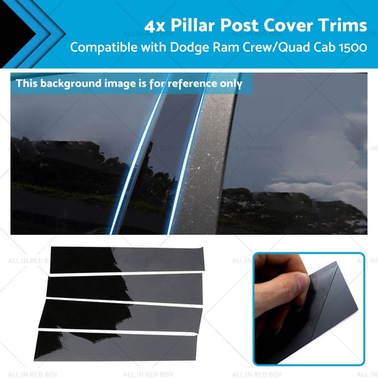 Black Pillar Post Cover Trims for Dodge Ram Crew/Quad Cab 1500 2009-2018