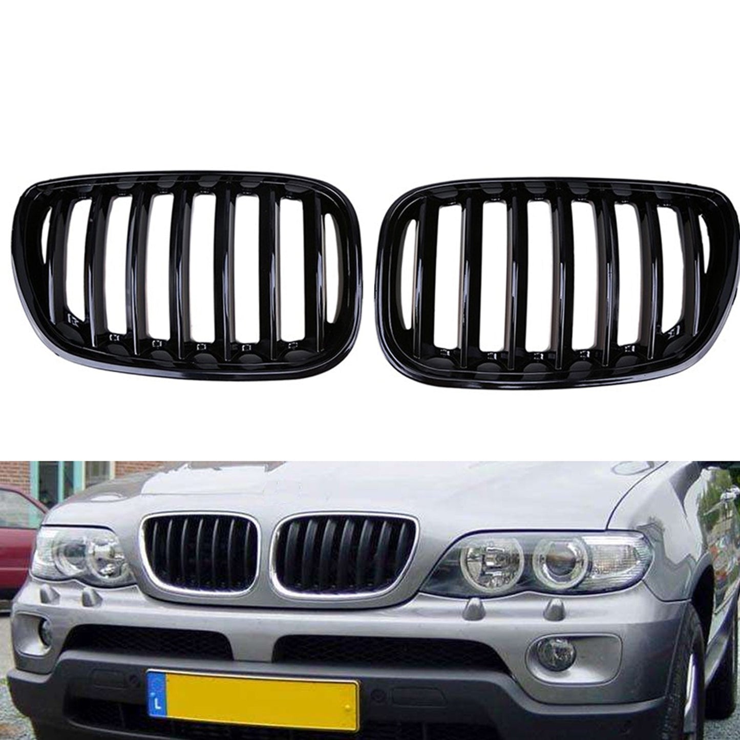 Front Kidney Grille Gloss Black for BMW X5 E53 (2004-2006)