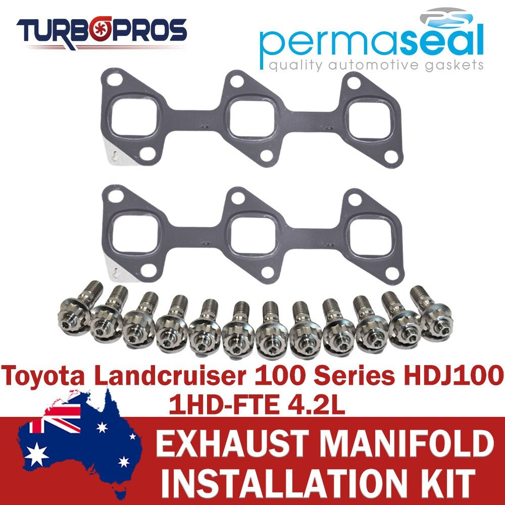 Permaseal Exhaust Manifold Titanium Stud&Gasket Kit for Landcruiser 100 1HD 4.2L