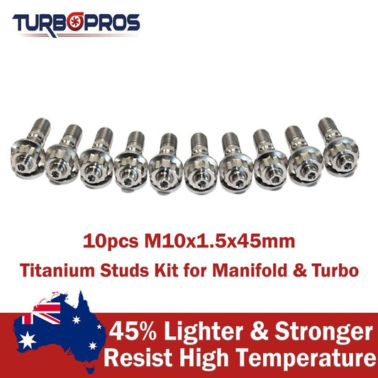 10 Pcs M10X1.5X45Mm Titanium Stud Kit for Manifold & Turbo