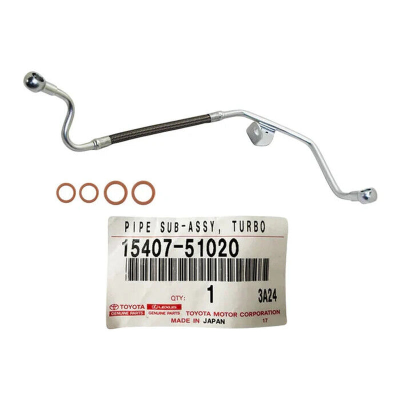 Genuine Turbo Oil Feed Pipe+Gaskets for Toyota Landcruiser 200 Series 4.5L RHS