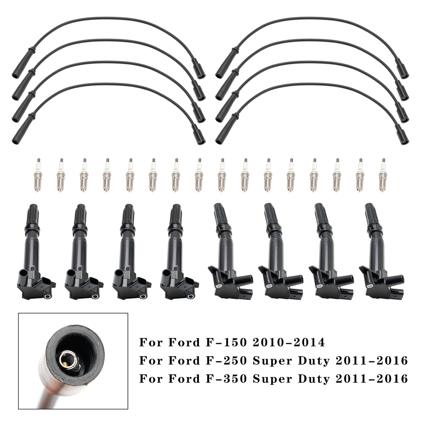 8x Ignition Coil+16x Spark Plug+8x Wire UF631 UF639 For Ford F150 6.2L 10-17