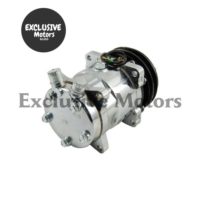 Chromed A/C Compressor for Sanden 508 Style with V Belt Pulley