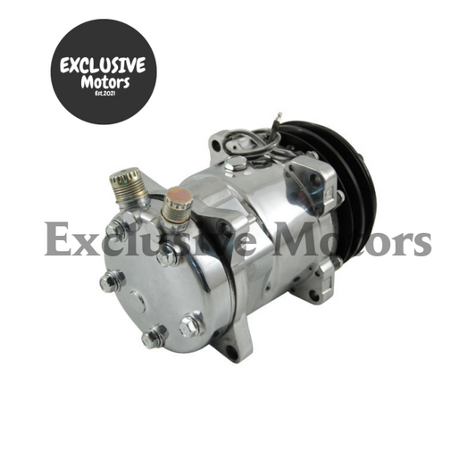 Polished A/C Compressor for Sanden 508 Style with V Belt Pulley