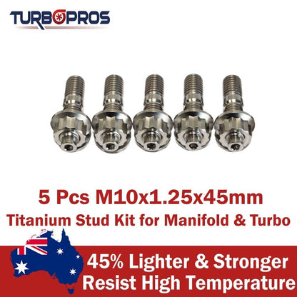 5 Pcs M10X1.25X45Mm Titanium Stud Kit for Manifold & Turbo