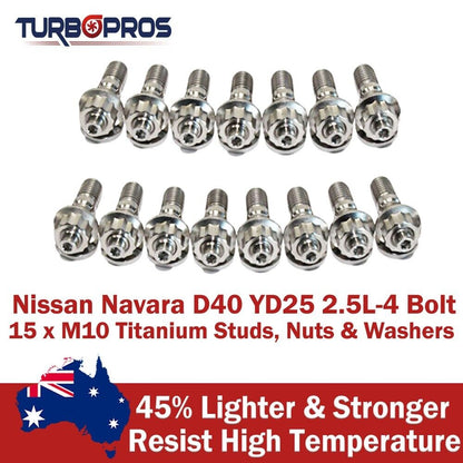 Titanium Exhaust Manifold&Turbo Stud Kit for Nissan Navara D40 YD25 2.5L-4 Bolt