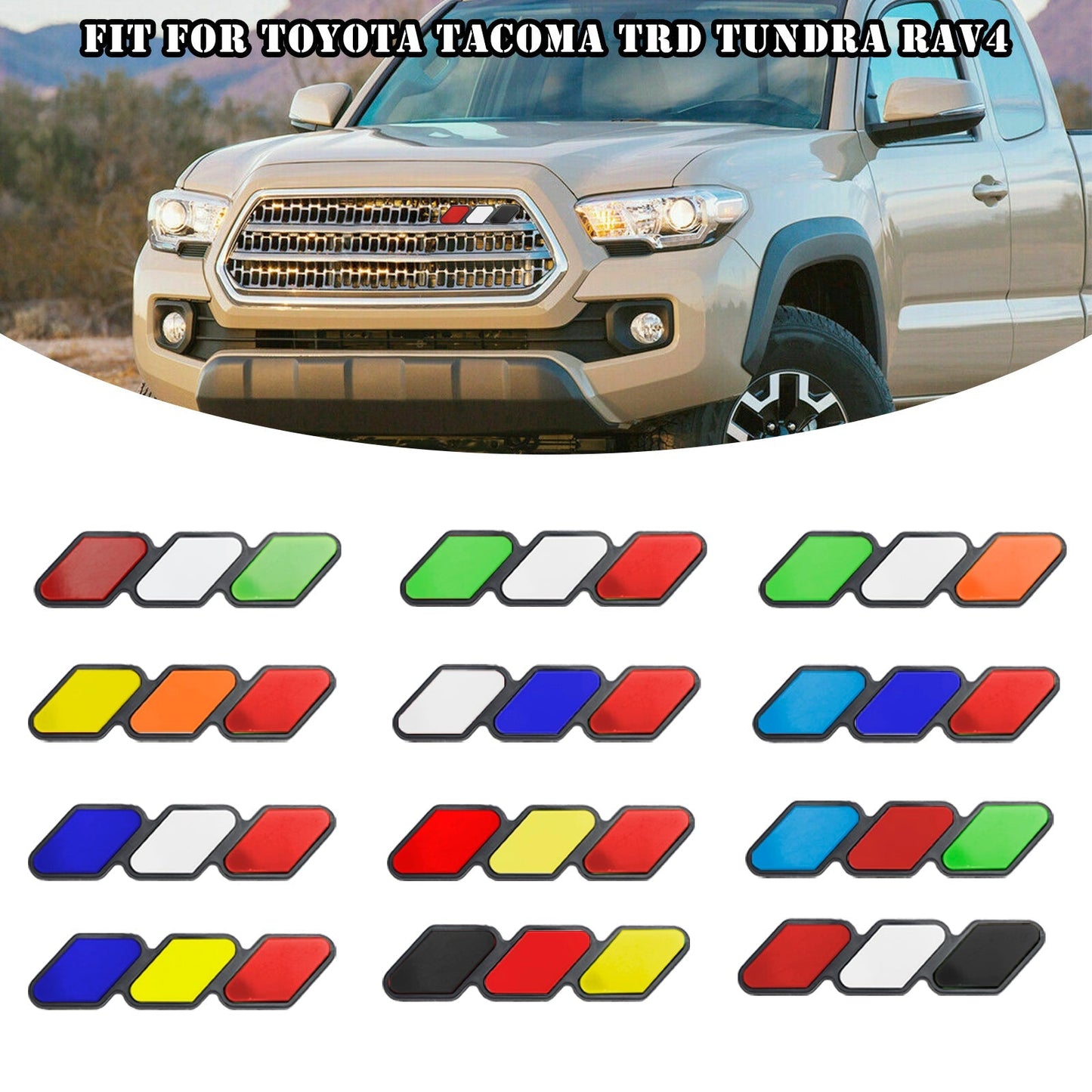 Tri-Color Grille Badge Emblem for Toyota Tacoma TRD/Tundra/RAV4 (1995-2023)