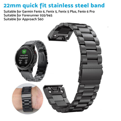 Stainless Steel Strap Quick Fit Watch Band Suitable For Garmin Fenix 5 6 22mm-3