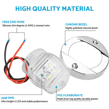 4x Round LED Marine Boat Cabin & Deck Courtesy Lights Suitable For Walkway – White Stern Light-3