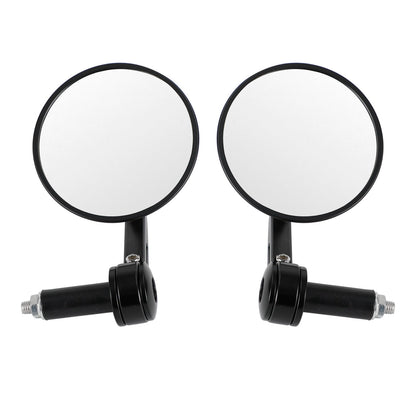 Pair 22mm Custom Handle Bar End Mirrors Anti Glare 4" Round Black Billet Quality