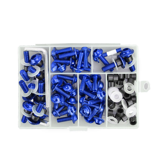 158pcs Motorbike Blue Fastener Clip Screw Kit Windscreen Fairing Bolt Universal Generic