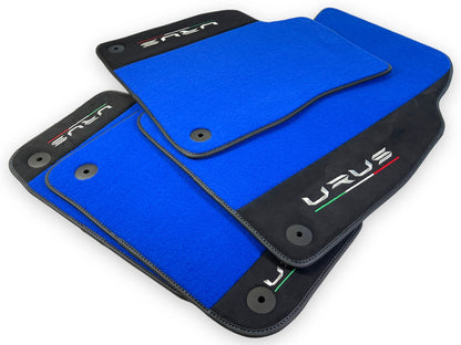 Blue Floor Mats for Lamborghini Urus with Alcantara Leather (2018-2024)