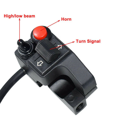 7/8" Motorcycle Left Handlebar Switch for Turn Signal, High/Low Beam, Horn