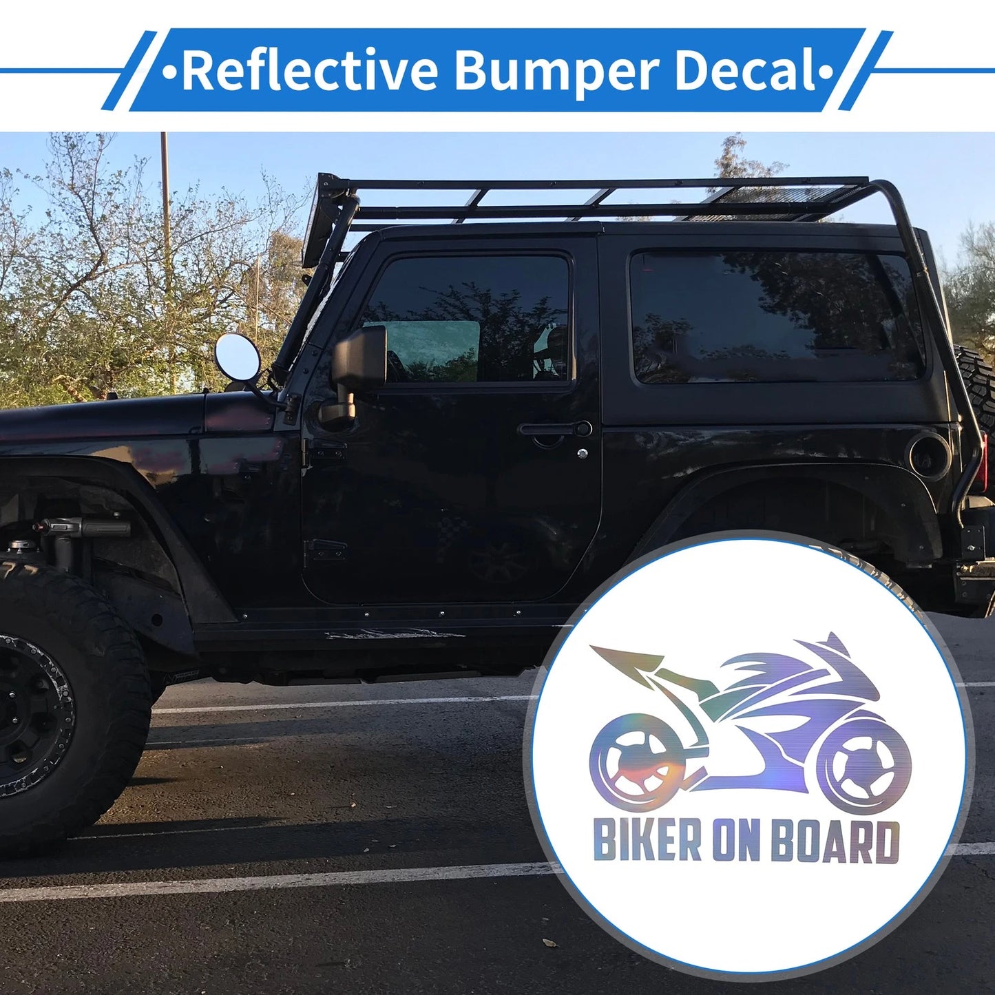 Reflective Bumper Decal Multicolor Laser Square Hollow Motorcycle Pattern