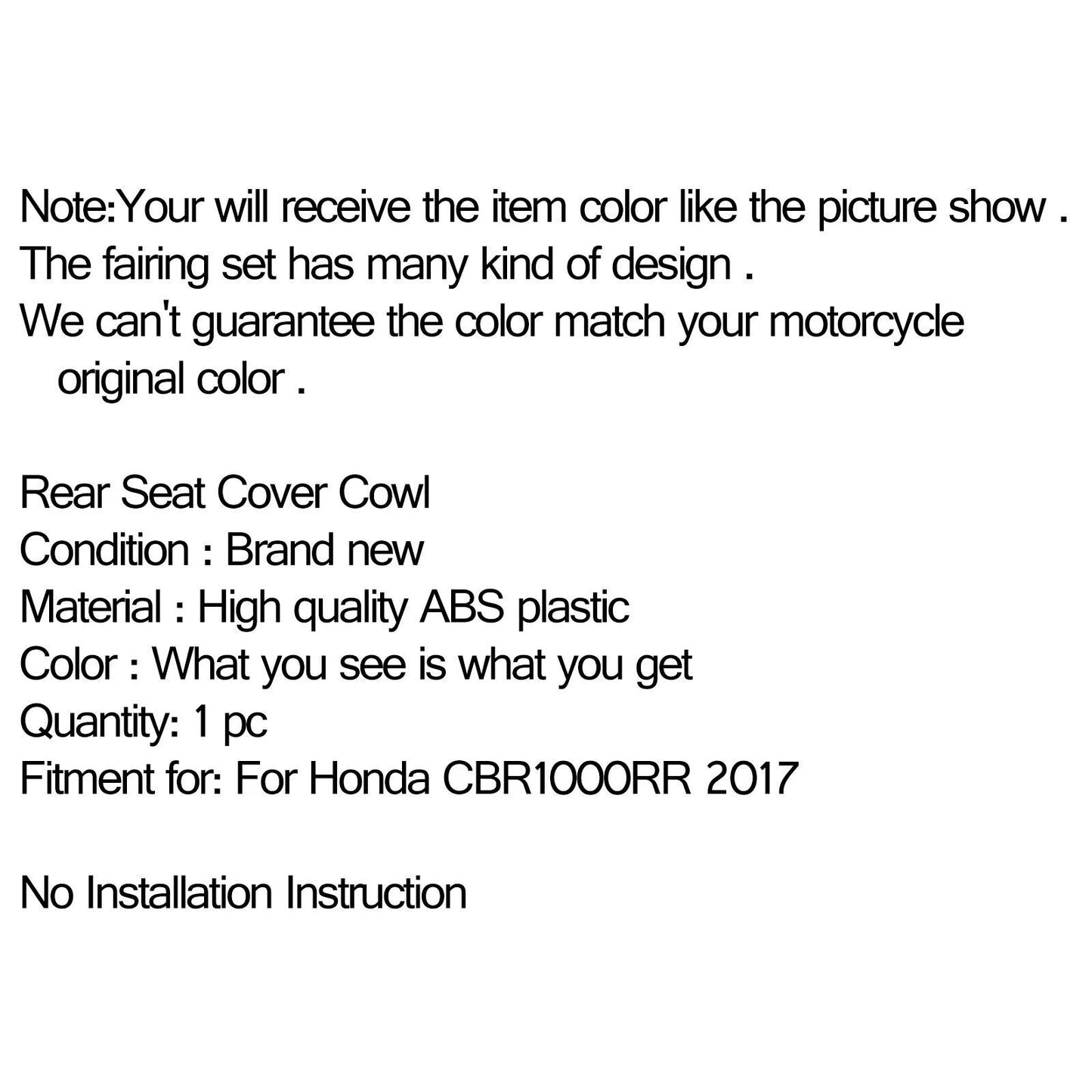 Seat Cowl Cover for Honda CBR 1000RR (2017-2024)