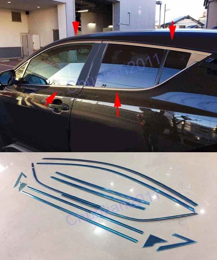 Window Frame Sill Cover Trim for Toyota C-HR 12PCS Set (2017-2023)
