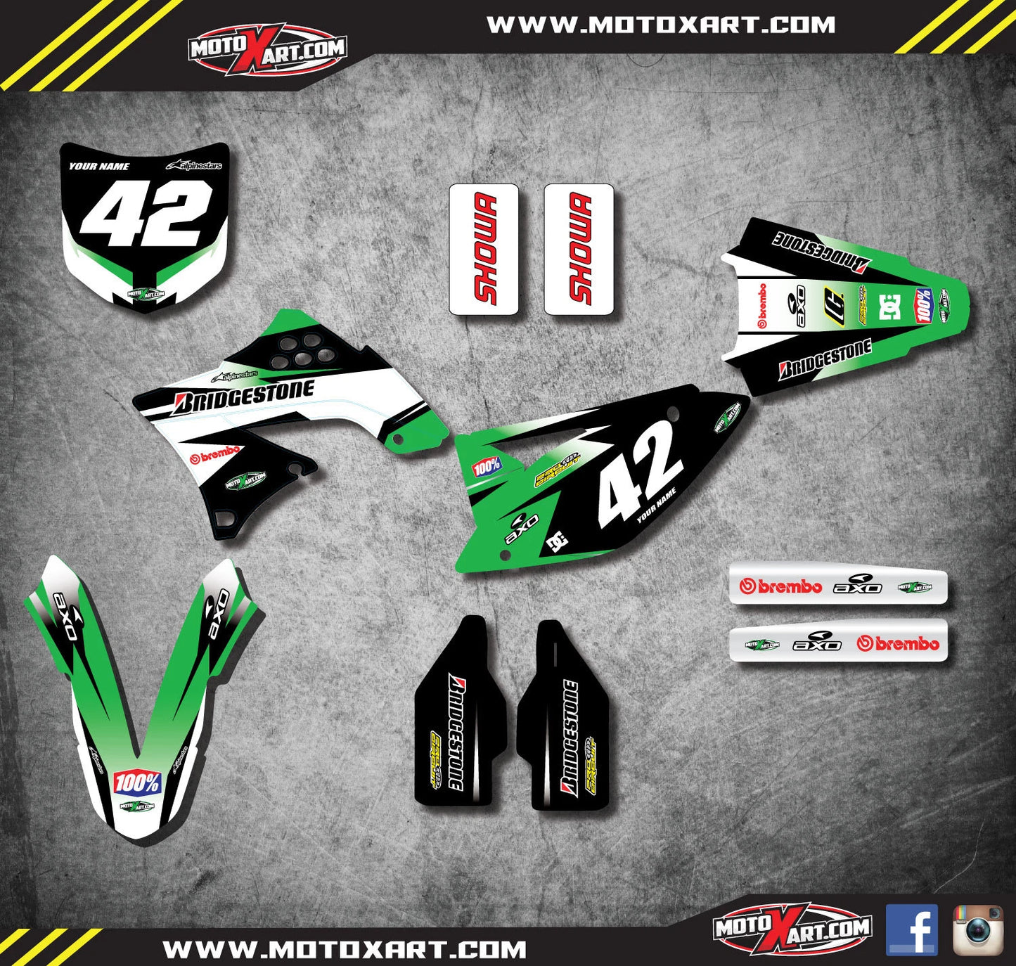 Full Graphics Kit Decals for KXF 450 (2009-2011) - FLASH Style