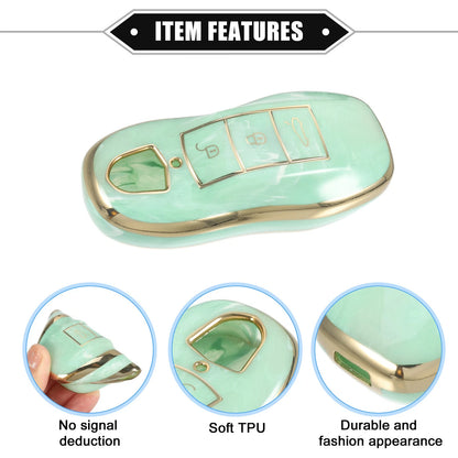 3 x Button Smart Key Fob Case Cover for Porsche Cayenne (2011-2018) TPU Green