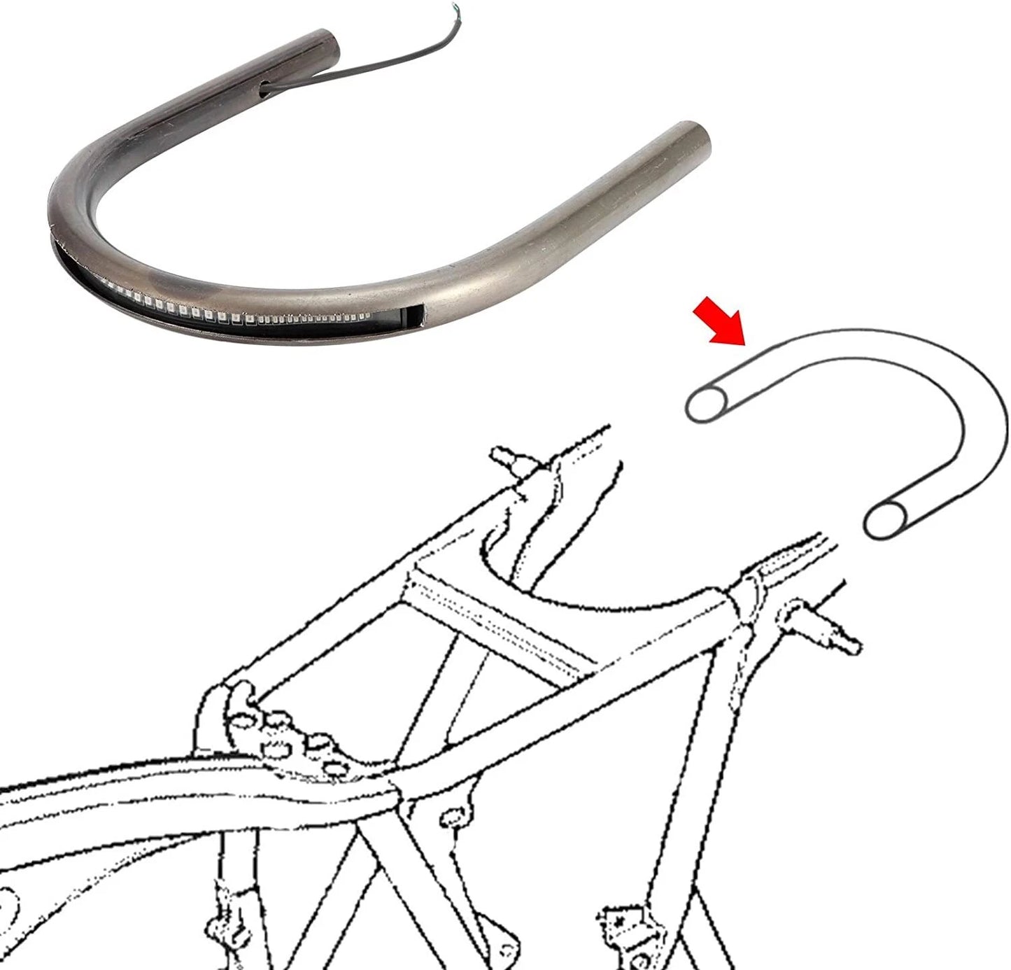 210mm Motorcycle Cafe Racer Rear Frame Hoop Seat Loop LED Light