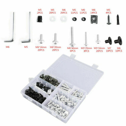 198 PCS Silver Fairing Screws & Clamps for Motorcycle