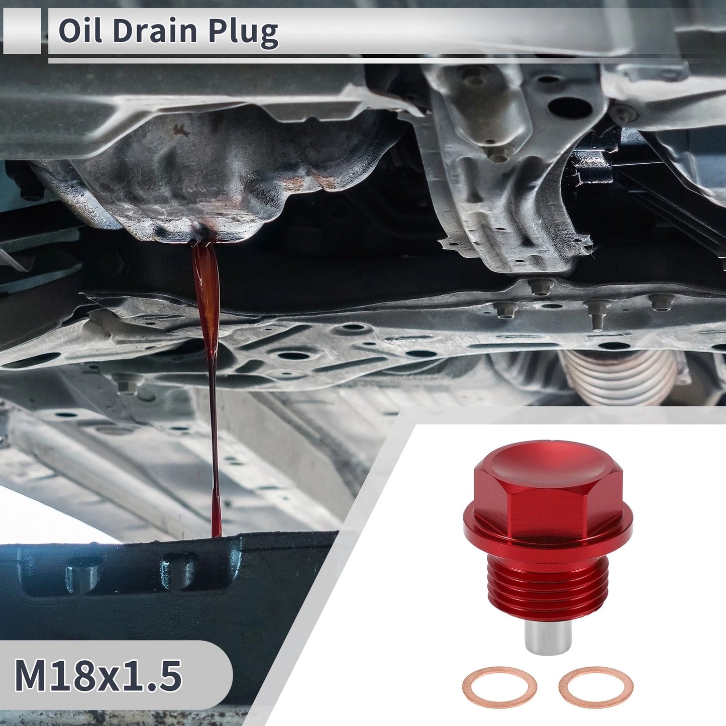 Set M18x1.5 Engine Oil Drain Plug with Gasket for Car Motorcycle Boat