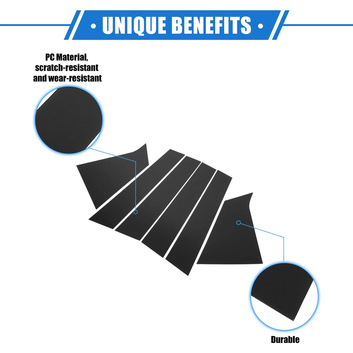6 x Pillar Posts Window Trim Cover for Chevrolet Malibu (2016-2021) Black