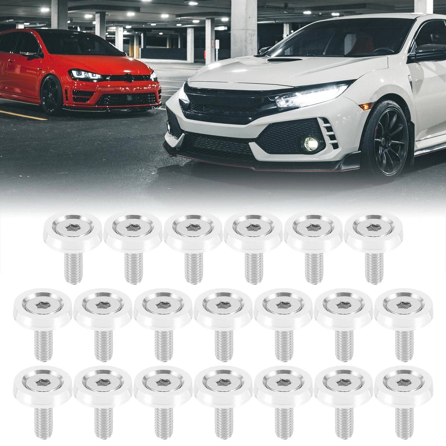20pcs M6 Fender Bumper Washer Bolt Engine Fastener for Car/Motorcycle