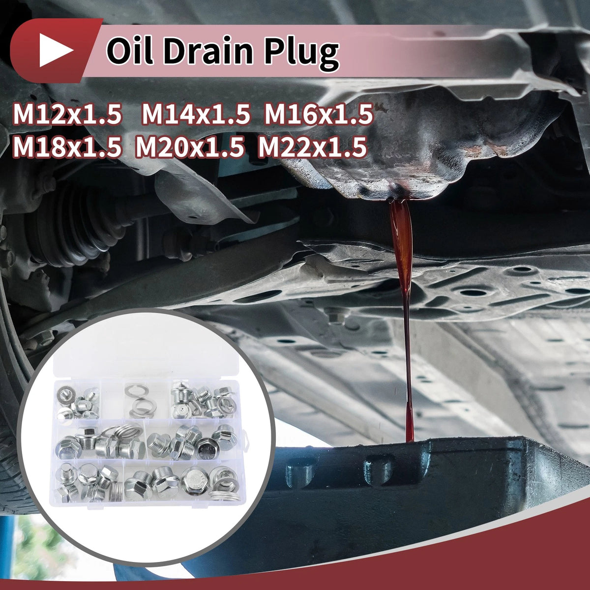 Engine Oil Drain Plug M12x1.5 M14x1.5 1 Set for Car Motorcycle Boat