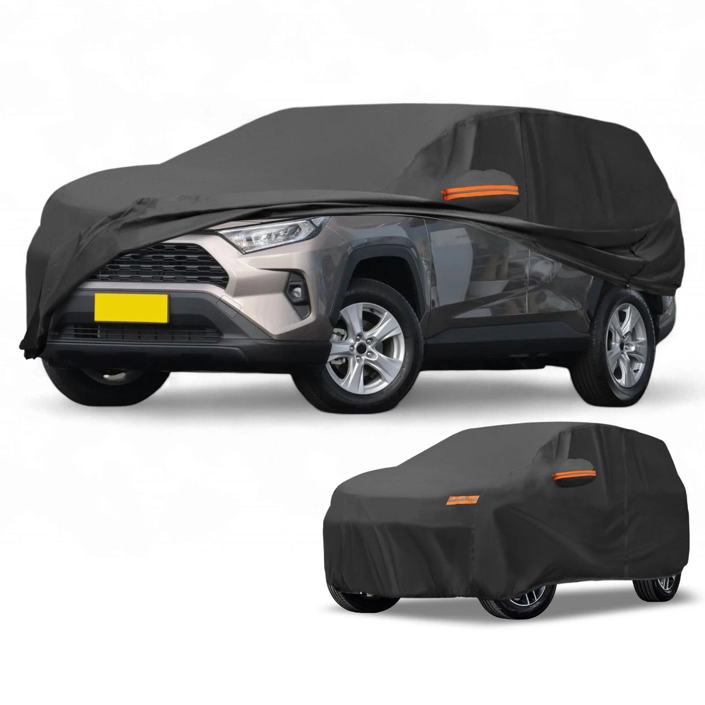 Car Cover Waterproof All Weather for Toyota RAV4 Black 190T-PU with Zipper