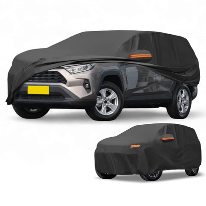 Car Cover Waterproof All Weather for Toyota RAV4 Black 190T-PU with Zipper