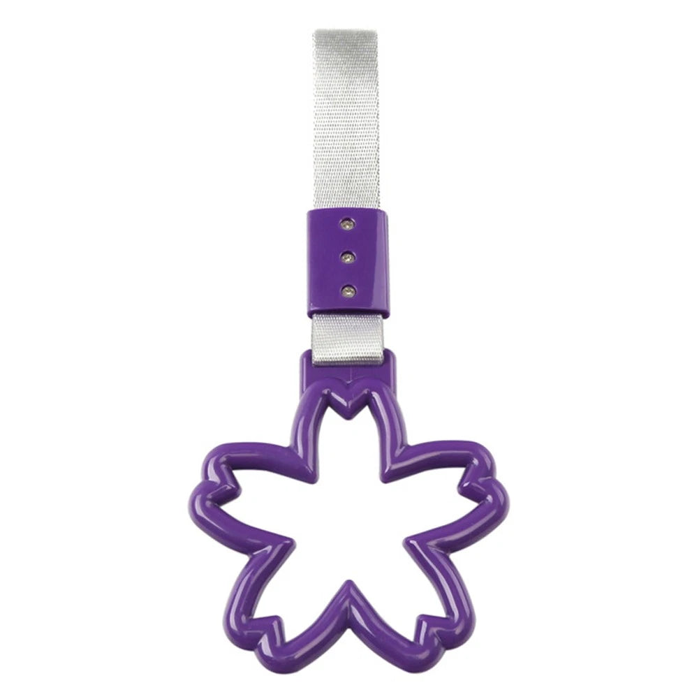 JDM Flower Ring Car Handle Strap Charm for Subway Train Bus - Purple