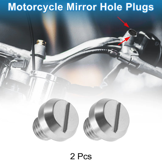 Left-Hand Mirror Hole Plugs M10x1.25 for Motorcycle Screws Silver Tone